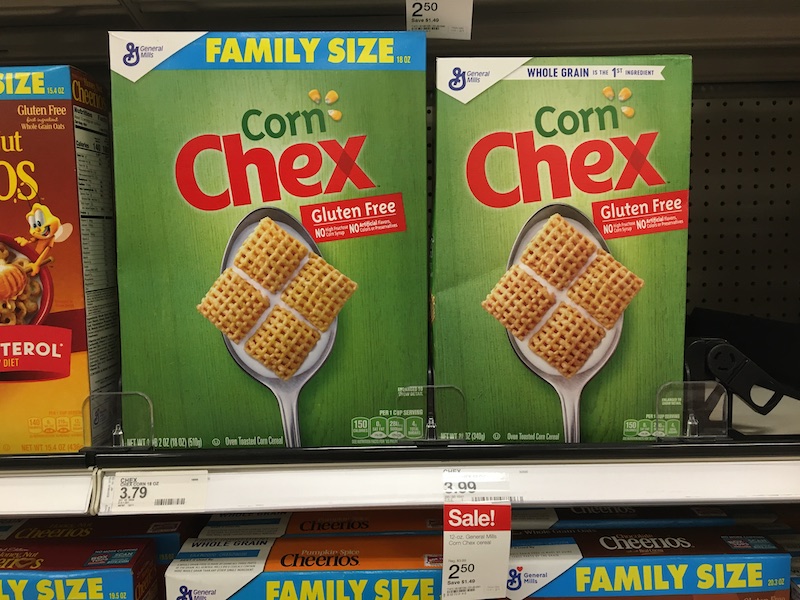 Target's sale on the 12-ounce box of Corn Chex just brought the price per ounce in-line with the 18-ounce box of corn Chex.