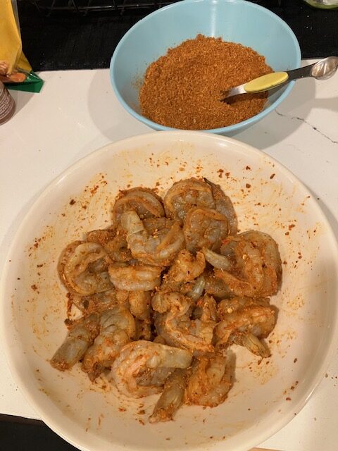 verify and validate: suya pepper sauteed shrimp in preparation